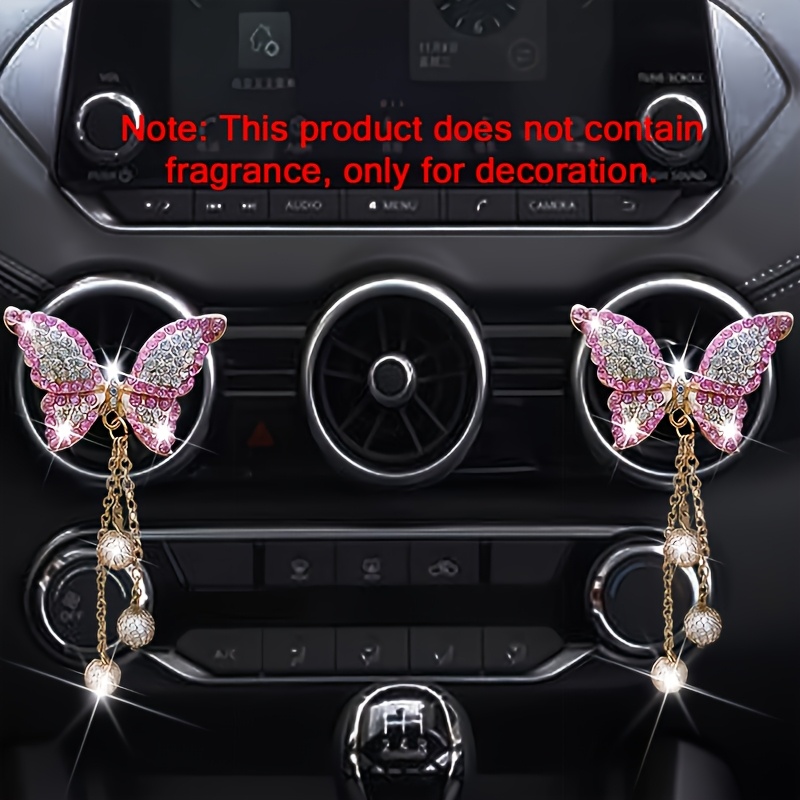 2pcs Diamond Powder- Air Vent Decor, Car Interior Decoration, Car Air Conditioner Clip, Suitable As A Gift For Women - Cute Car Pendant! Does Not Fragrance Tablets