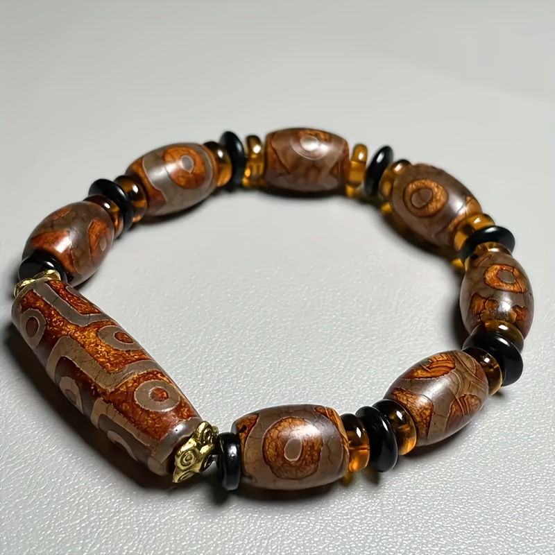 Retro Nine-Eyed Agate Bead Bracelet, Unisex Ethnic Style
