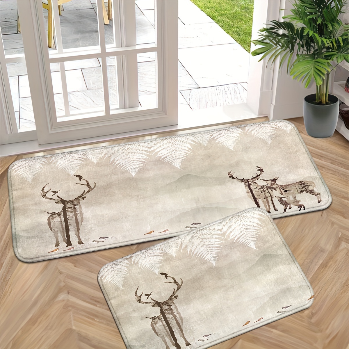TEMU Indoor Doormats Featuring Deer Designs For , Perfect For Front Doors And Indoor Spaces
