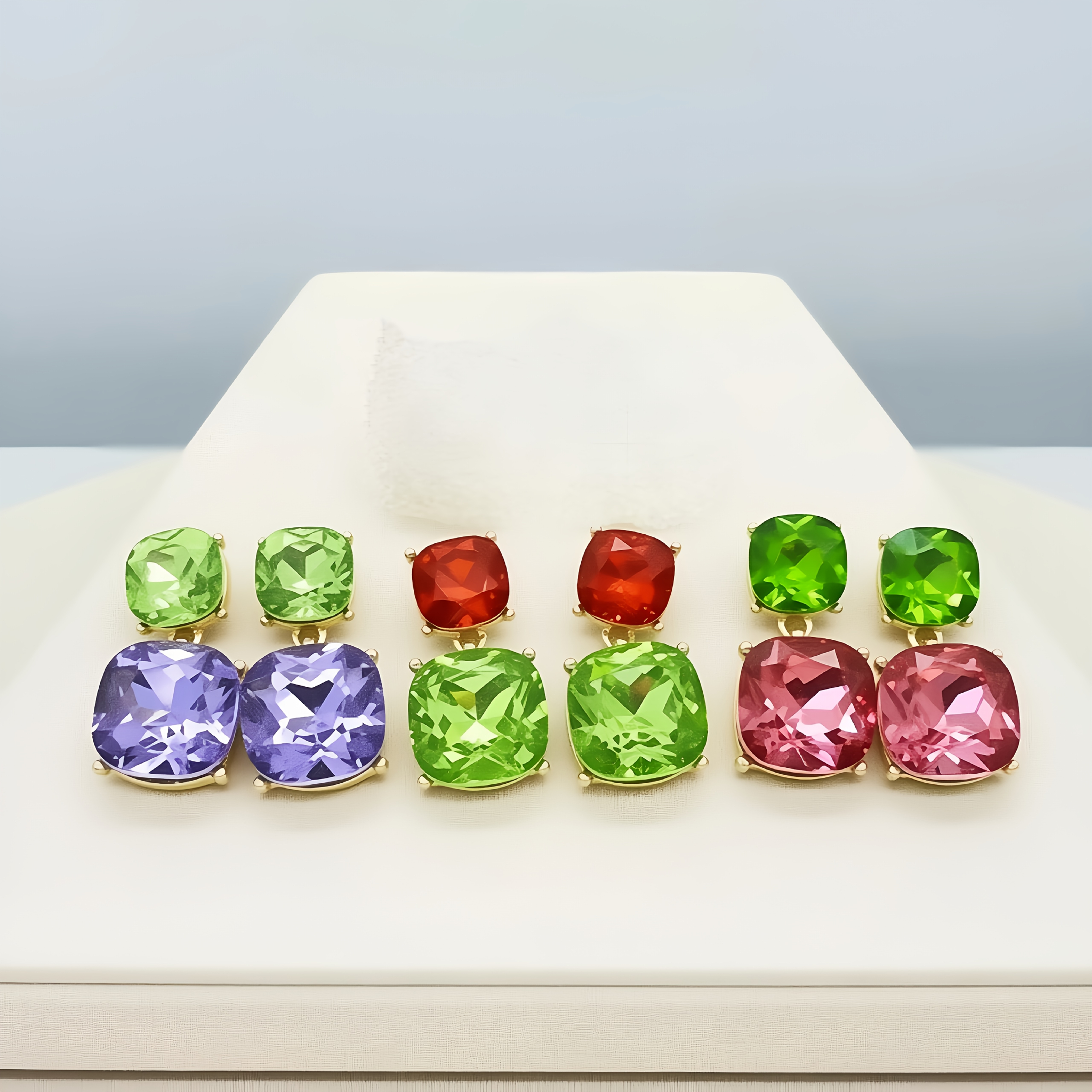 Elegant Vintage Two-Tone Square Candy-Shaped Women's Earrings