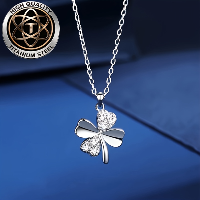 TEMU Collana a in acciaio al titanio, resistente allo sbiadimento, ipoallergenica, adatta a tutte le , idea regalo per tutte e quattro