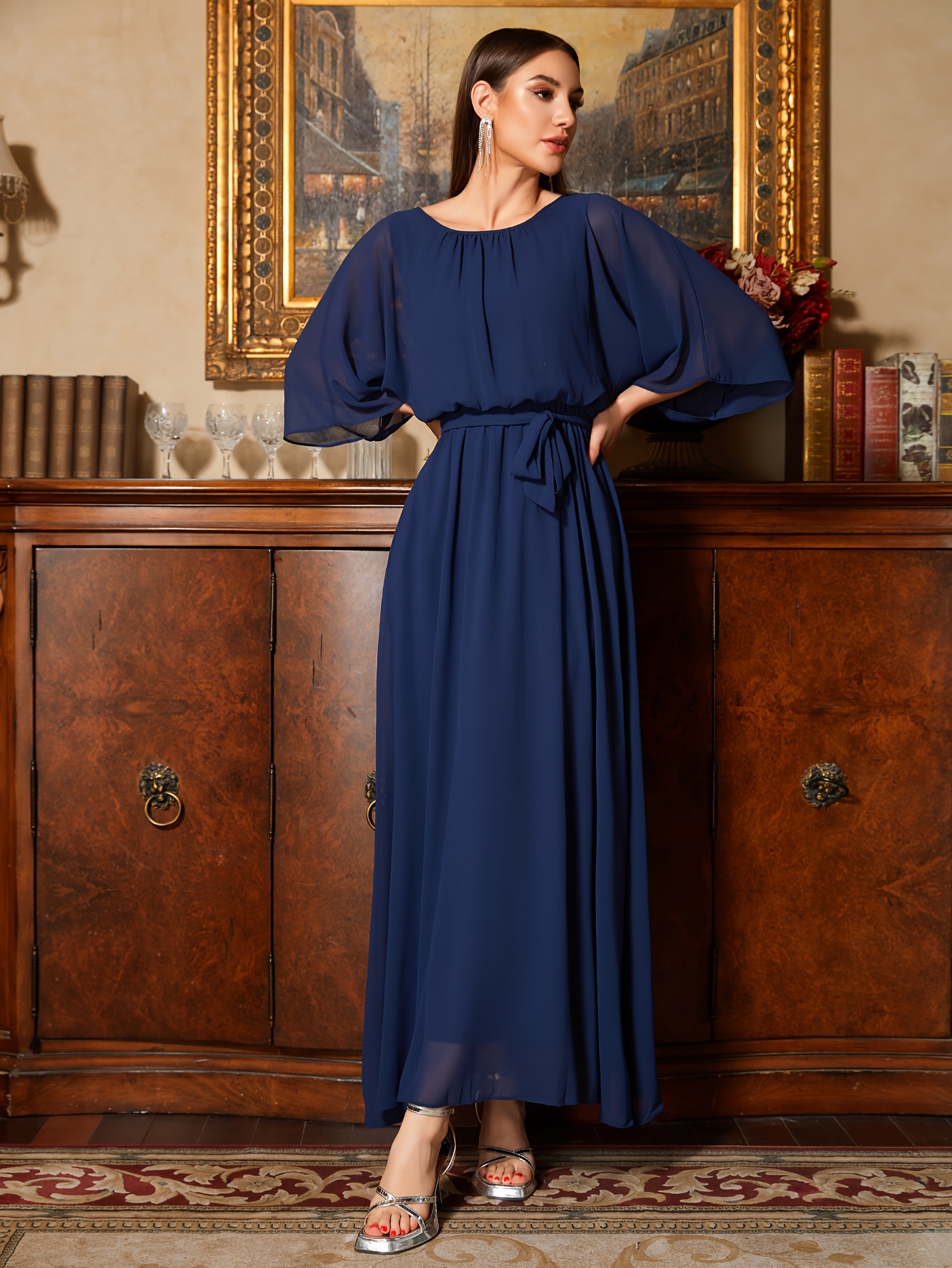 2025 style chiffon round neck elegant mothers - Temu Philippines