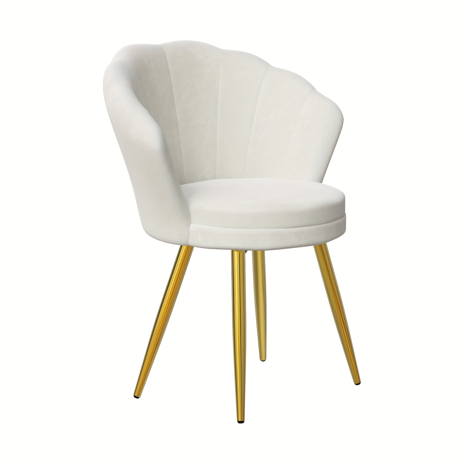 TEMU Single Soft Padded Dining Chair With Shell-shaped Backrest - Heavy Duty 150kg Capacity, Upholstered Velvet Side Guest With Metal Legs For Living