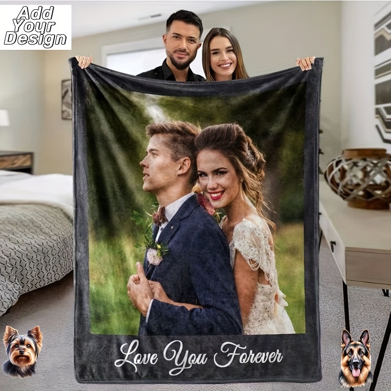 

1pc Custom Photo Blankets, Personalized Couples Gifts, Customized Picture Blanket, Gifts For Wife Husband Girlfriend Boyfriend