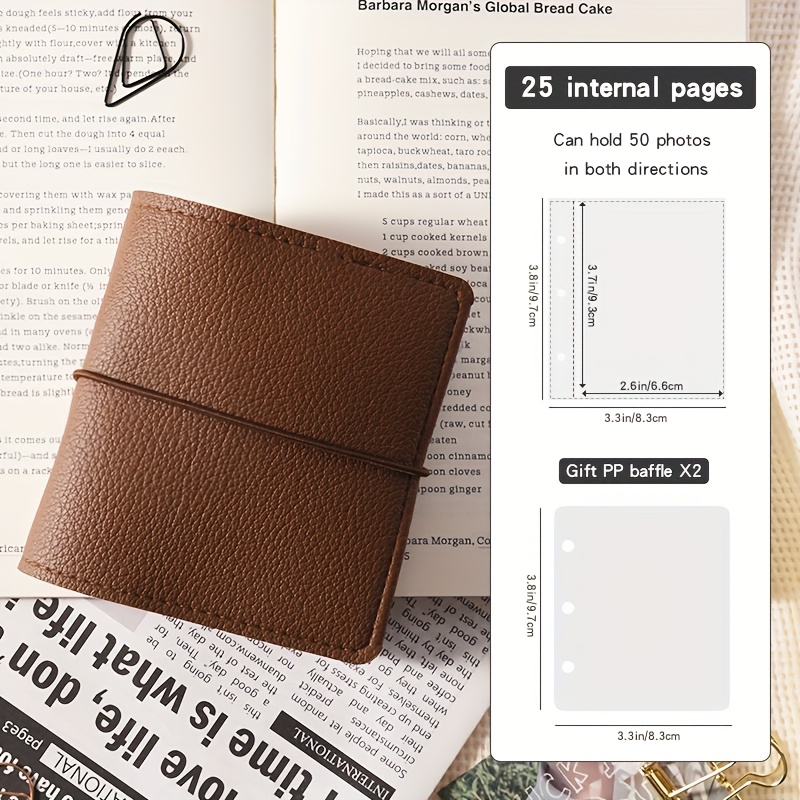E-shop Mini-Fotoalbum aus Kunstleder, 25 Seiten mit 50-seitigem Mini-Album mit 3-Ring-Transparent-Photo-Card-Binder, tragbares Aufbewahrungssystem für