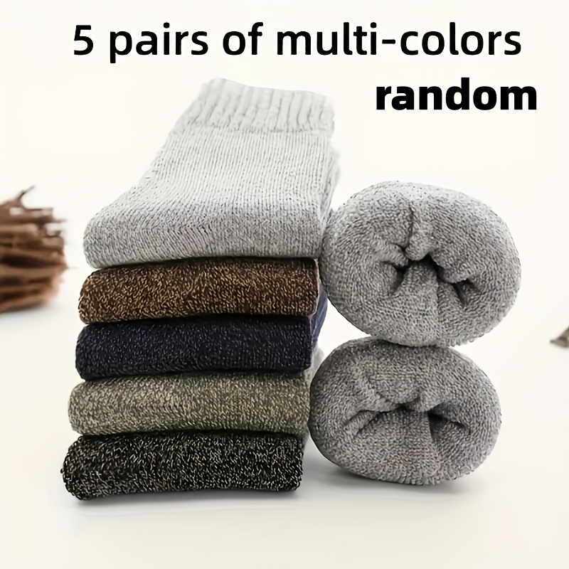 TEMU Ensemble de 5 paires de chaussettes épaisse pour hommes - Chaussettes d'hiver confortables ( foncé, , Marron, Marine, Beige, Blanc), Douces et