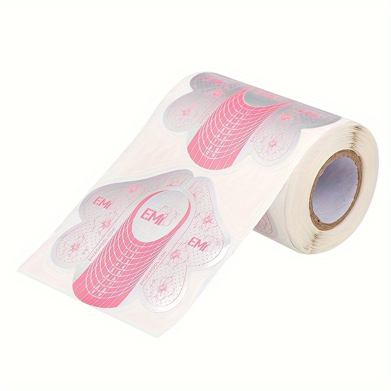 Image of 100pcs Pink Butterflies Nail Technician Special Paper Trays For Nail Extension Disposable Extension Nail Shape Nail Shape Transparent Natural
