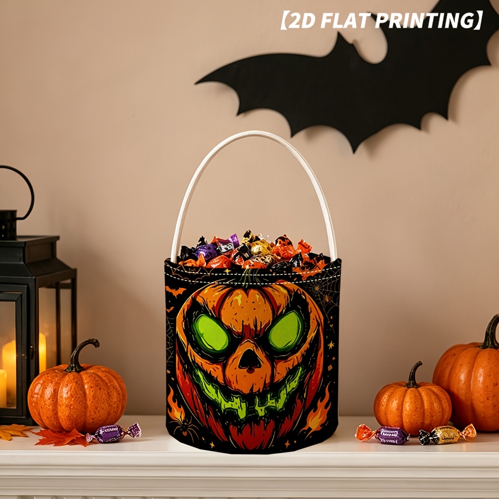 TEMU 1pc Glowing Pumpkin Face Bucket Basket Suitable For Halloween Party Decor, Photo Prop, Trick-or-treat Basket, Gift For Parents, Or Decoration,