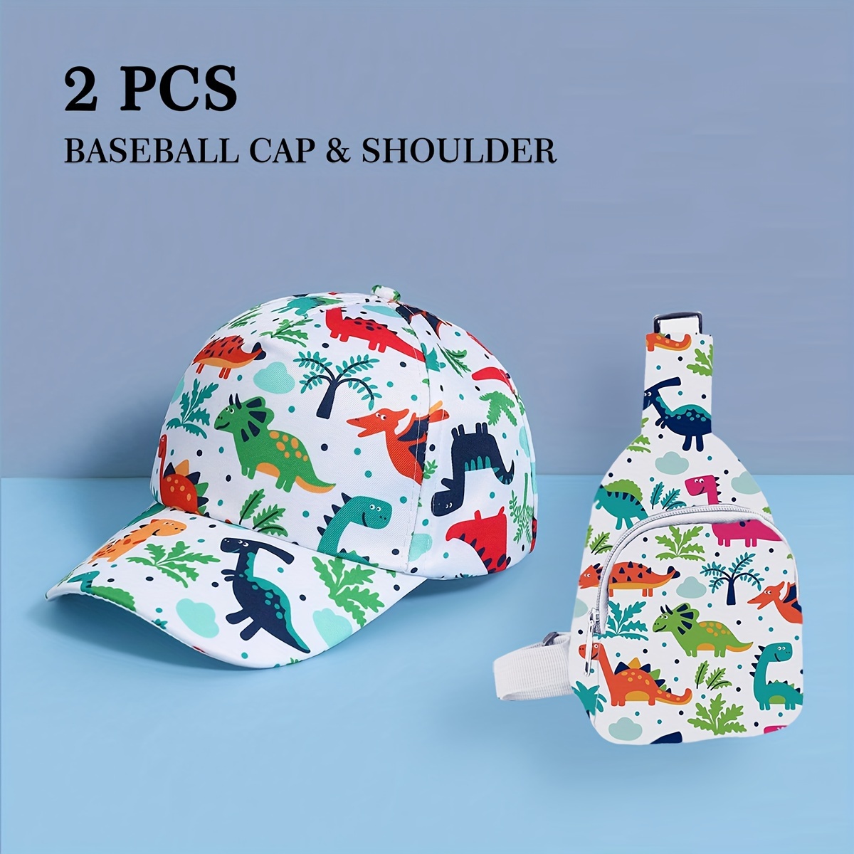 

2pcs Dinosaur & Unicorn Kids Baseball Cap And Matching Shoulder Bag Set, For Boys & Girls, Perfect For Birthday & Children's Day Gift