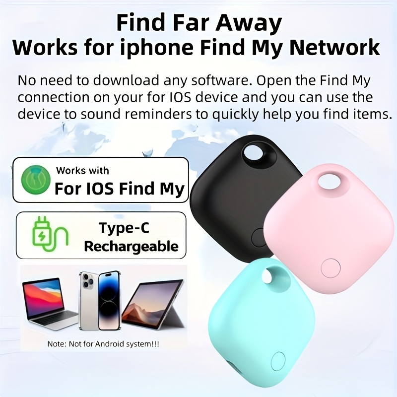 for air tag type c rechargeable   compatible with iphone   app   ios not for   system wireless smart   positioning equipment   anti lost keys bags wallets suitcases rechargeable secret