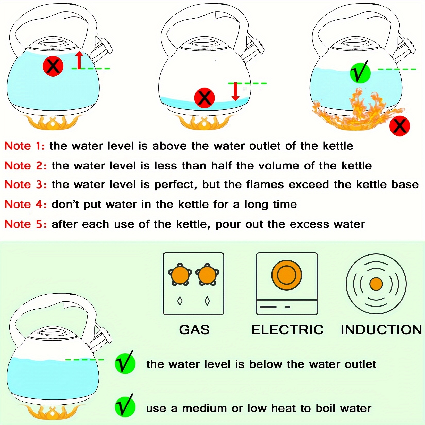 1pc tea kettle loud   kettle for boiling water coffee or milk 3l heavy stainless steel   with wood pattern handle unique button control kettle outlet details 9