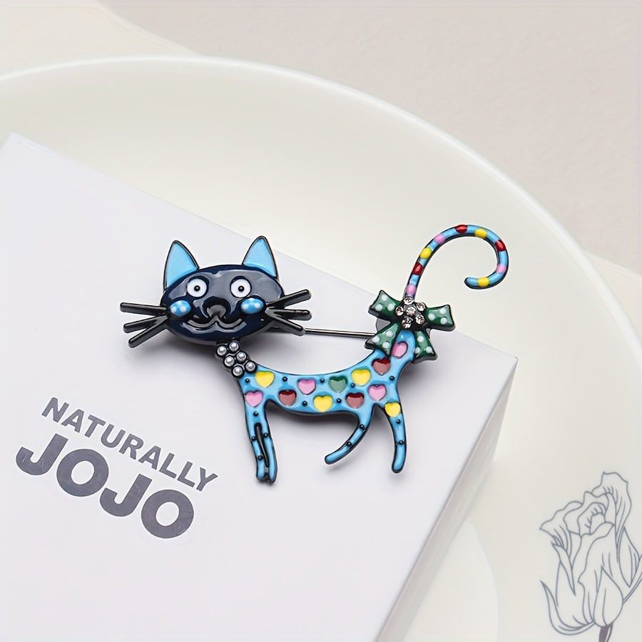 E-shop Bunte Emaille Katzen Brosche, ein stilvolles Accessoire für Damenmäntel und Anzüge