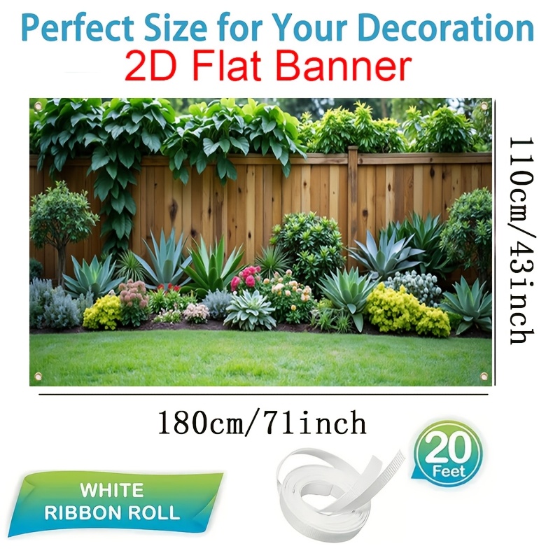 TEMU Plat 2D, Bannière Plate 2D, 1 pièce, Bannière de Clôture Paysage de Jardin Vibrant - Écran de Plantes et Fleurs en , Matériau en Plusieurs
