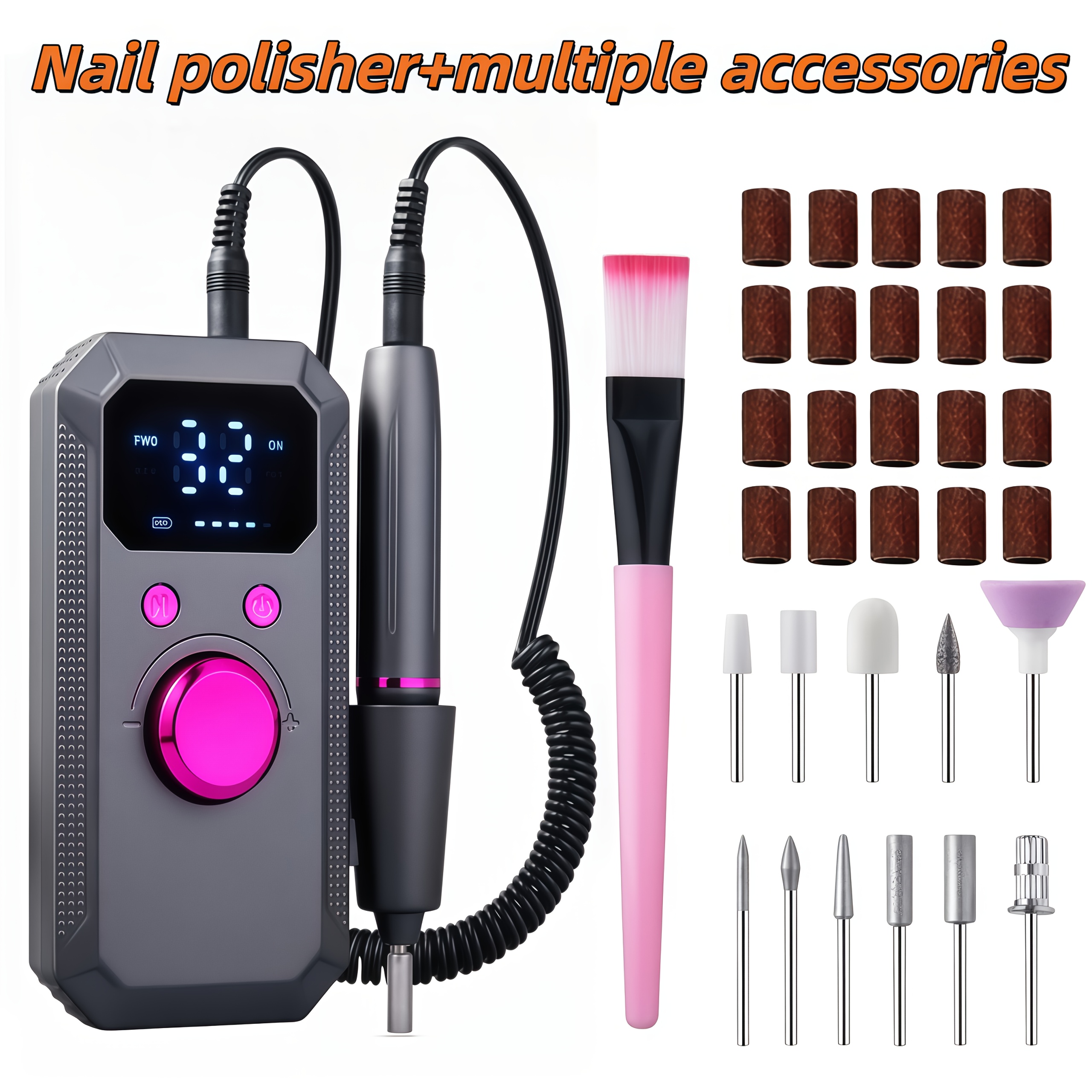 E-shop Nagel- Pediküre-Polier- Formwerkzeuge, wiederaufladbares USB-elektrisches Nagelfräser-Set – 32 einstellbare Stufen, tragbarer Nagelpolierer