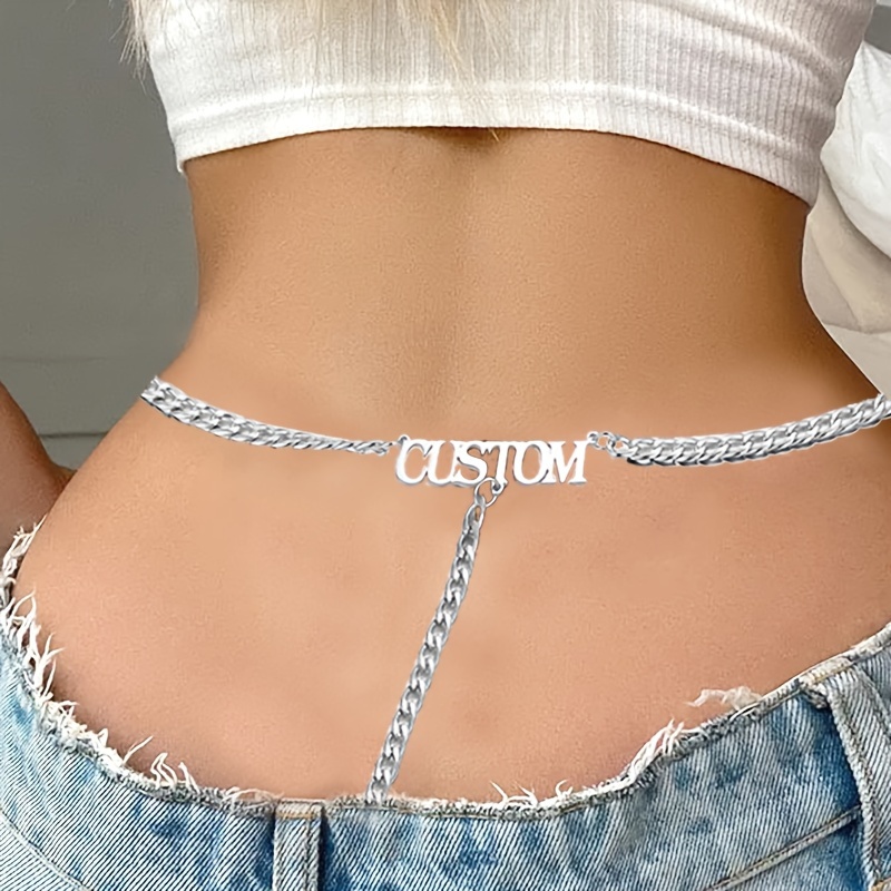 Women's Custom Engraved Name Waist Chain Personalized Sexy - Temu