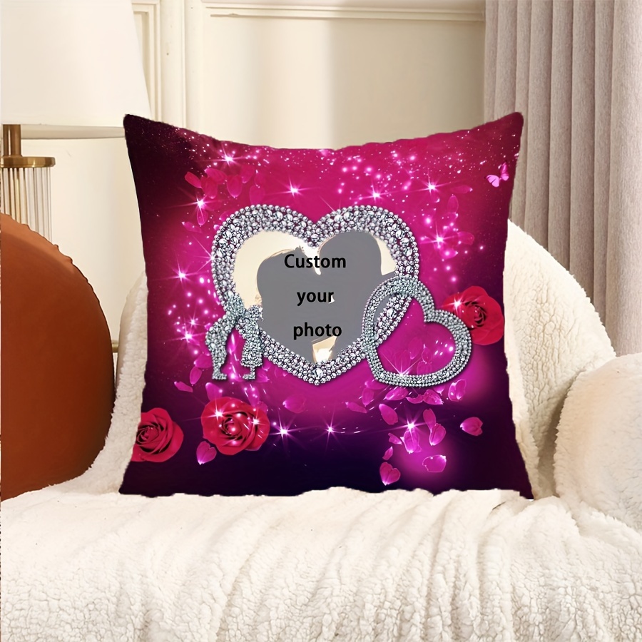 

Customizable , 1pc - 18x18 Personalized Cushion , Washable, Pillowcase For Sofa And ,