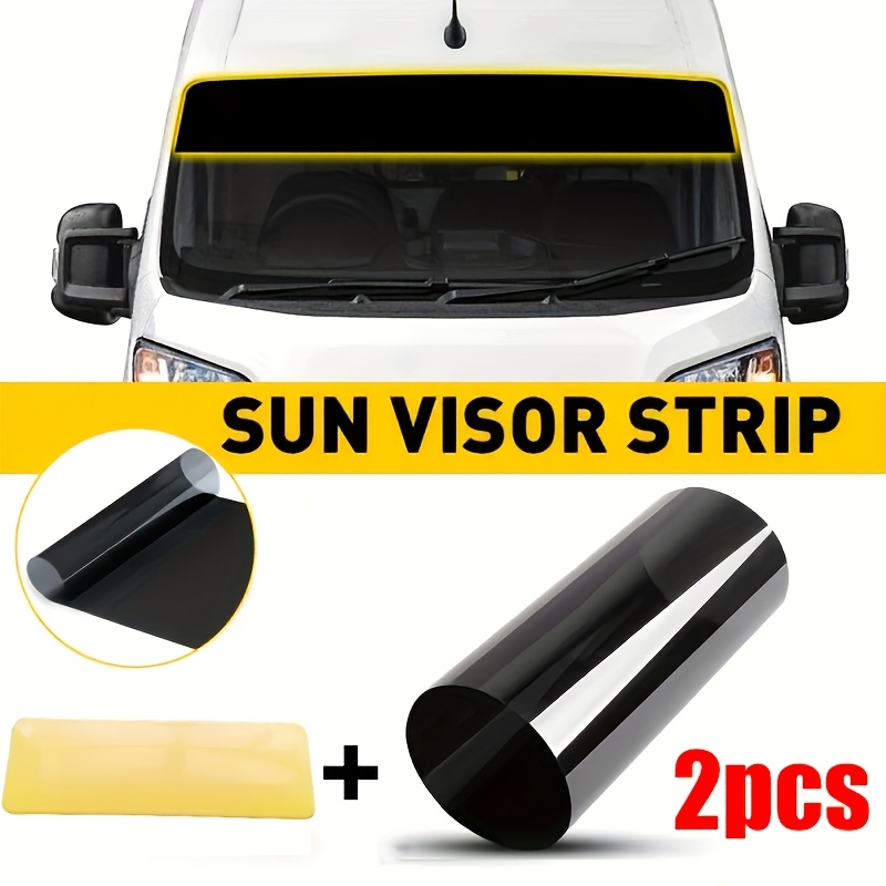 Image of 2pcs (car Film + Scraper) Universal Rv Private Sun Visor Strip, Pet Material, Uv Protection, Durable Vinyl Window Tint Film, With For Vehicle Front Windshield Privacy Film(79in*8in)