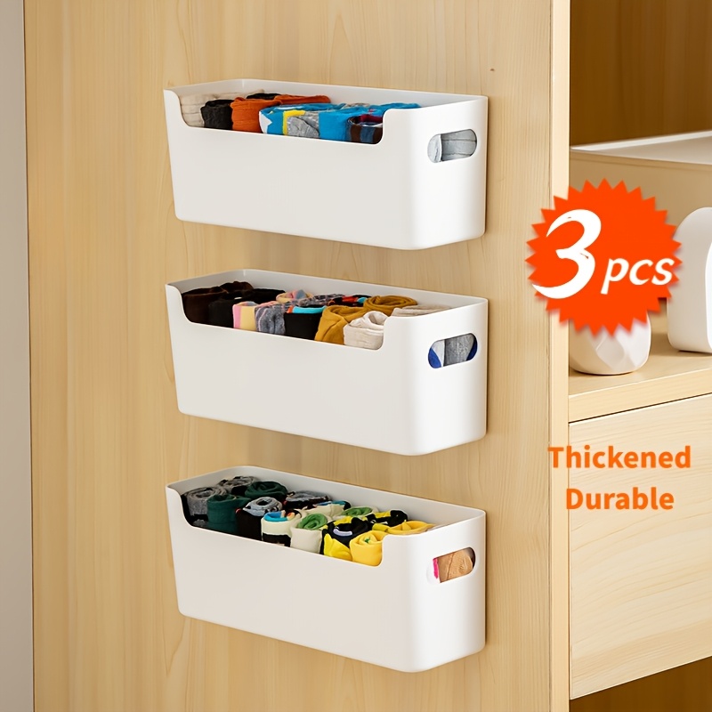 3pcs Wall Organizer, Compact Pp Storage Boxes & Baskets Bins, Multi-scene Closet Bedroom Dorm Shelf Baskets, Space- Wall-mounted Storage Racks For Renters, Trending