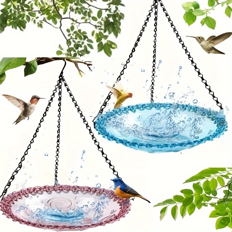 

Charming Hanging Bird Feeder & Water Pool - Durable Pc Material, Perfect For Outdoor Garden Decor, Ideal Gift For Bird Enthusiasts Attract Colorful Birds To Your Space