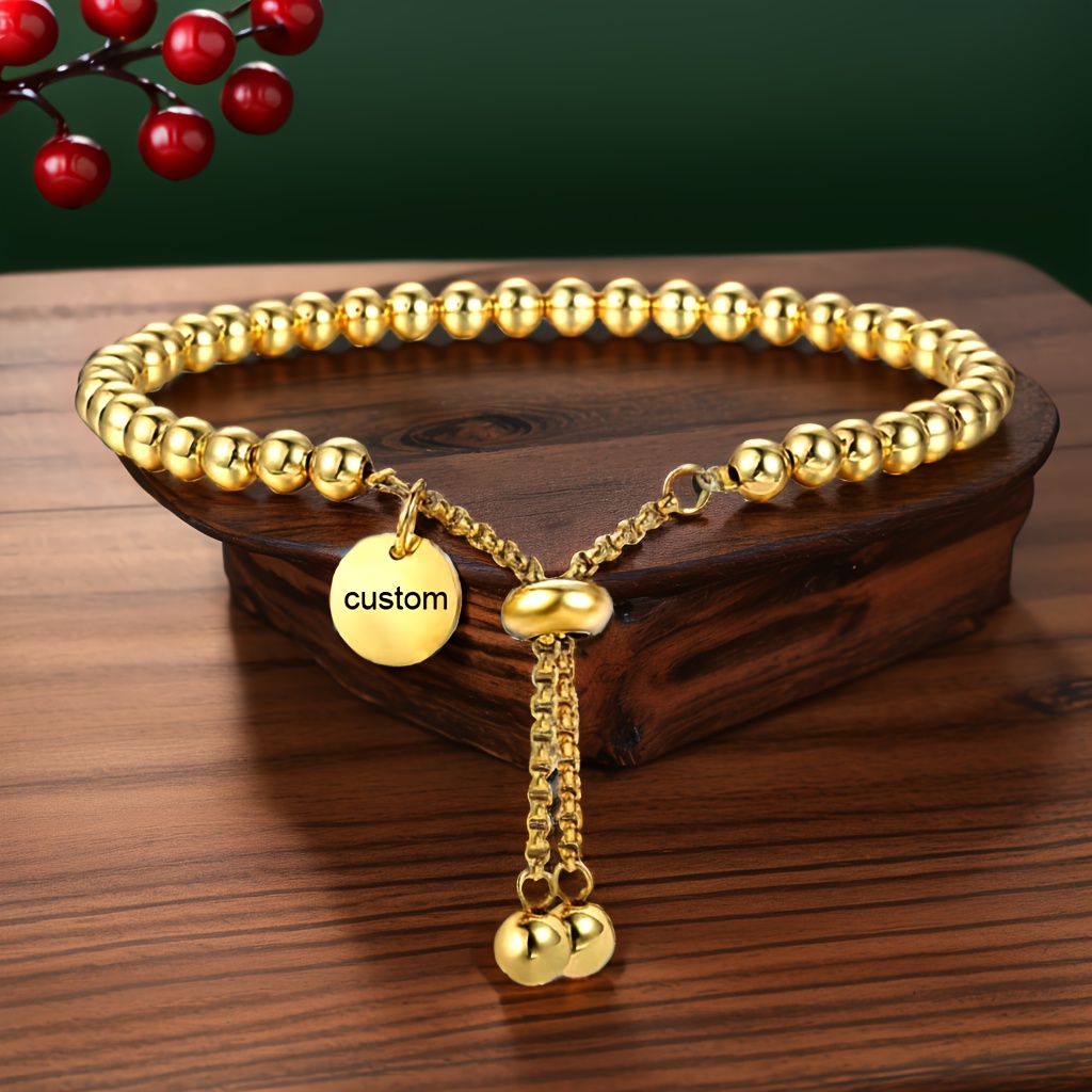 TEMU 1 regalo personalizado para de la : 1 cadena, etiqueta colgante retráctil, pulsera extraíble de acero inoxidable