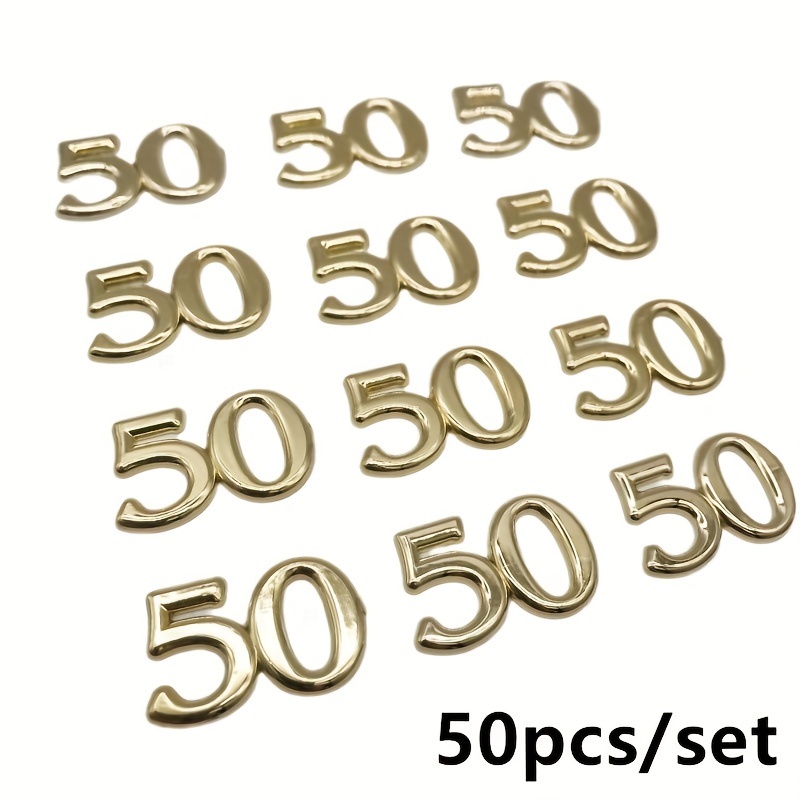 E-shop 50 Stk./Set, Mini Goldplattiertes 50, für Geburtstags- und Jubiläumsfeier Dekorationen, Tischdeko