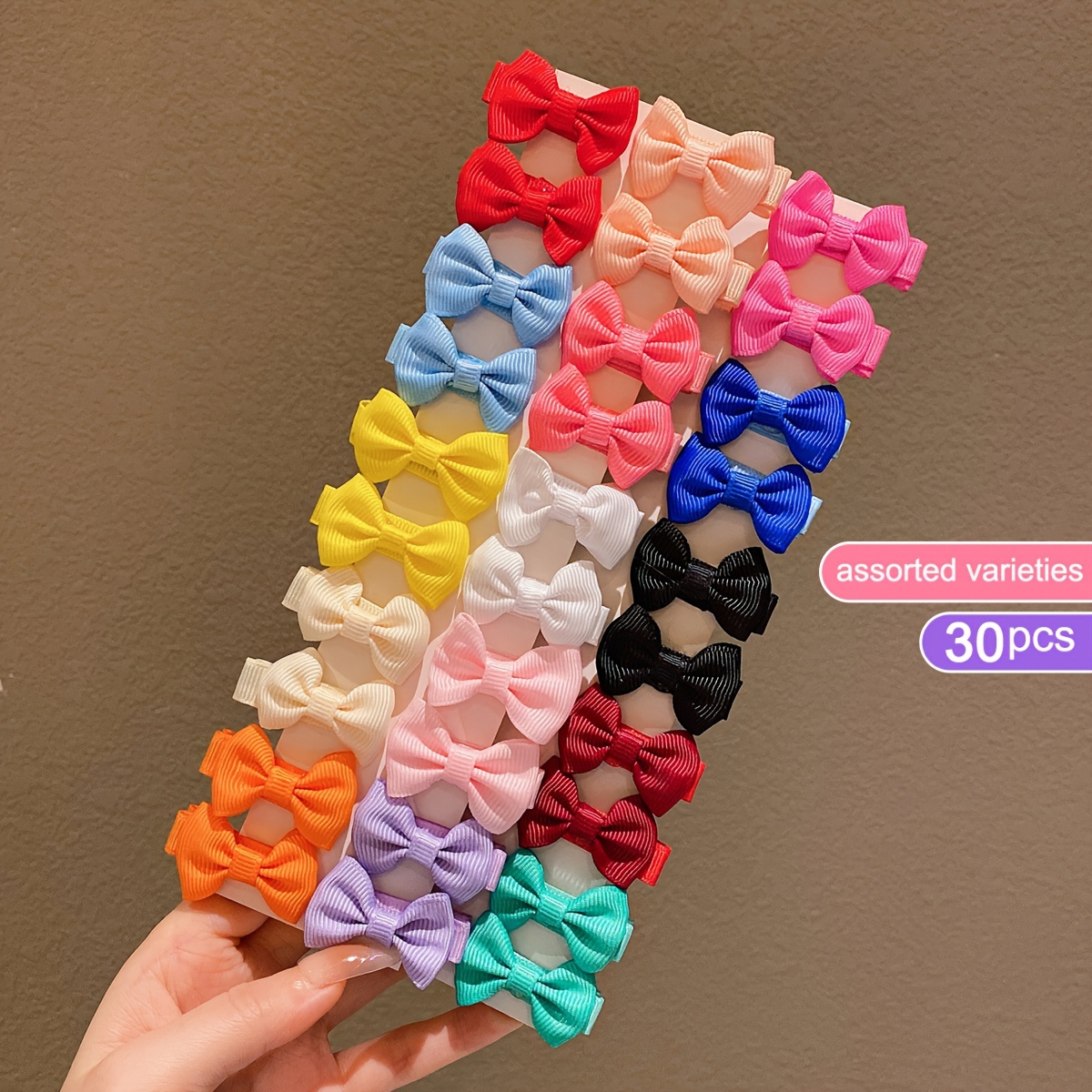 30pcs Cute Colorful Hair Clips, Non-Damaging Polyester Bow Accessories for All Seasons and Casual Attire