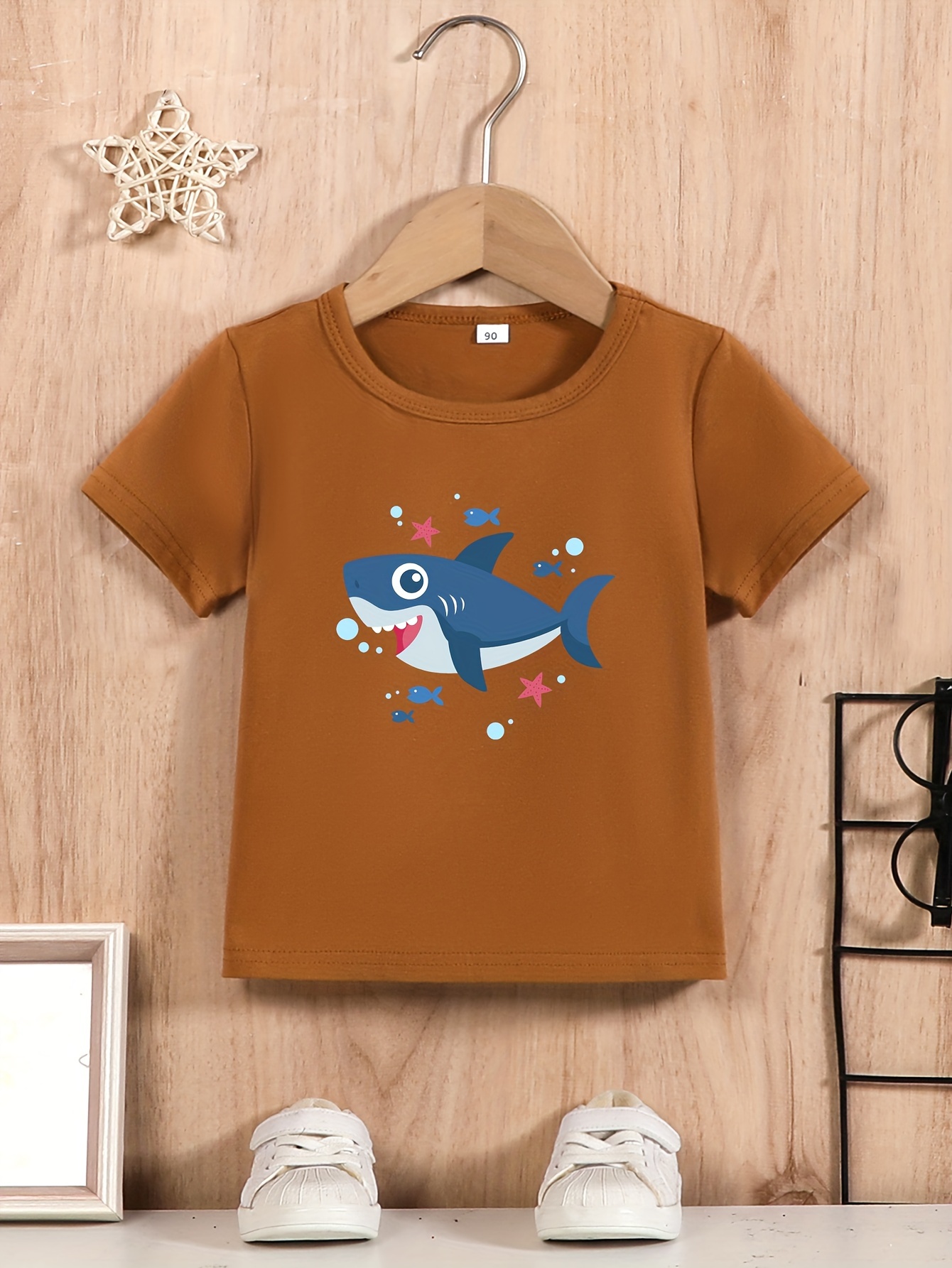 toddler boy cute shark print short sleeve t shirt kids Temu