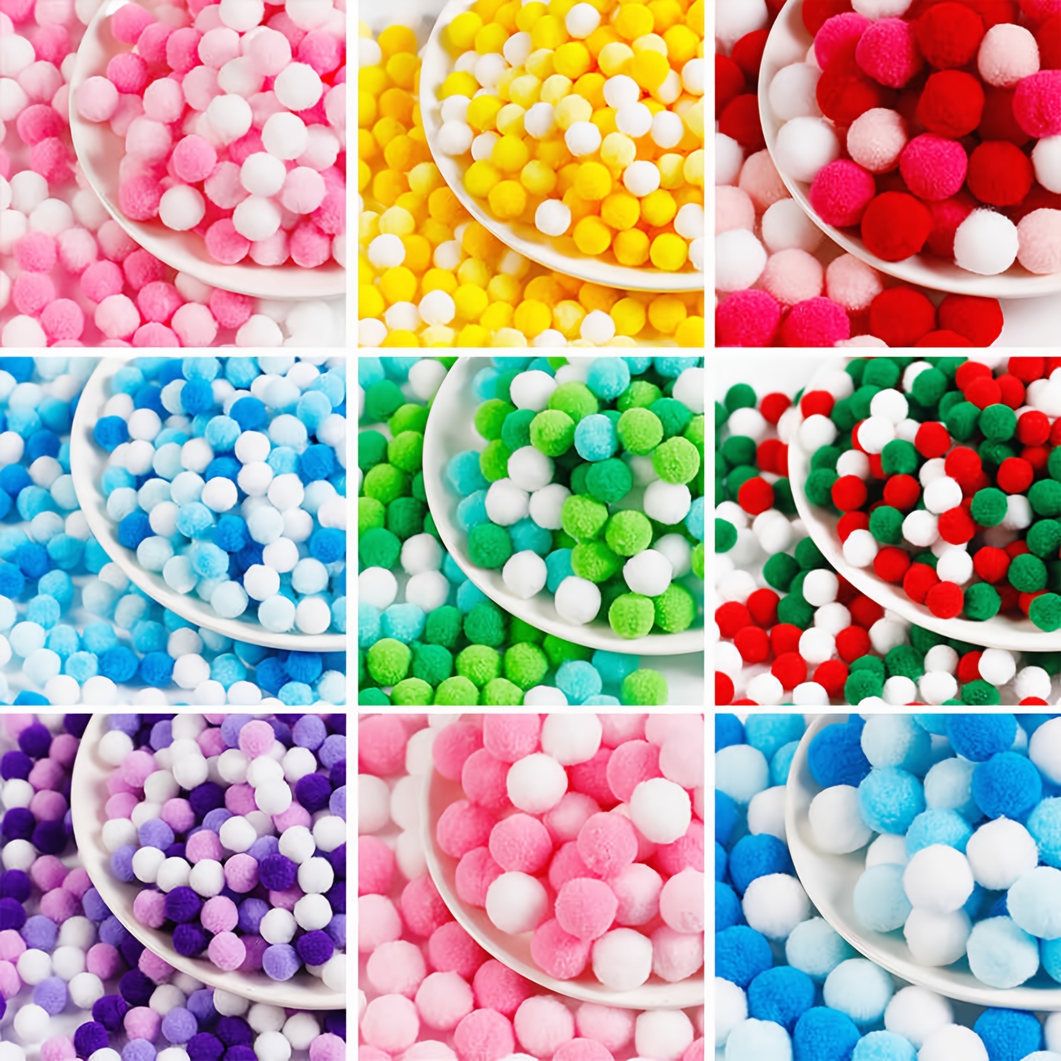 

300pcs Pompons en Nylon de 2cm en Couleurs Assorties - Boules Moelleuses et Pelucheuses pour DIY, Arts & , Décorations Maison