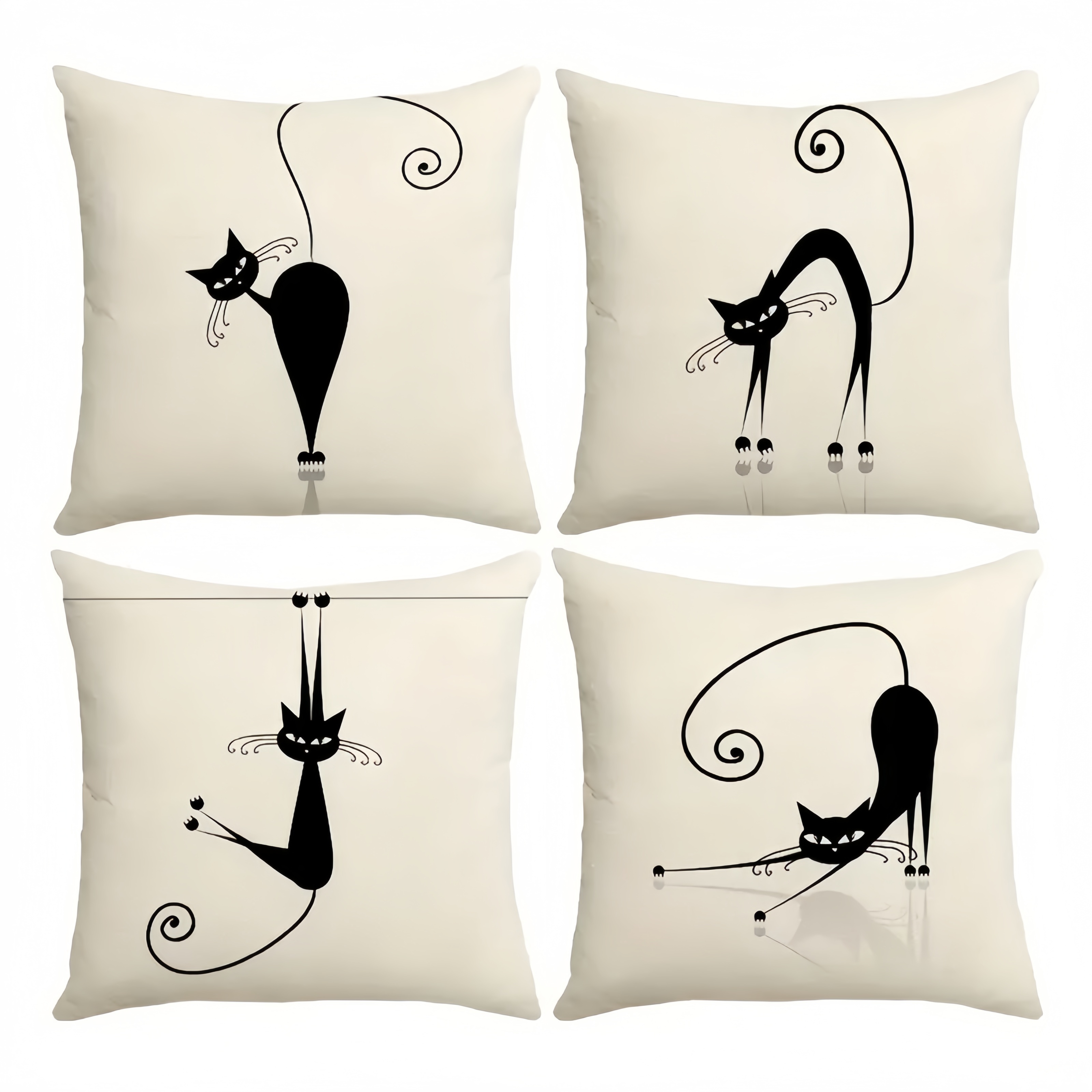 

4pcs Contemporary - Cushion , 17.7x17.7 , Printed Pattern, Zip , , Washable, For Sofa, Bedroom, , Car, Decor, No Included