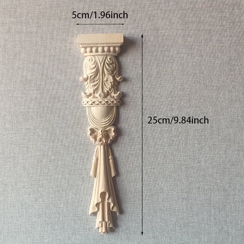 4pcs unfinished wood carved inlay appliques 9 84 1 96inch decorative wooden pediments for home decor   cabinets doors furniture background walls   offices and diy holiday decorations wooden wall pediment
