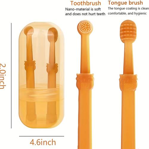 2pcs pet kit 2pcs silicone cat toothbrush set with tongue cleaner and storage case care kit for cats bristles oral hygiene protection flexible soft for pets