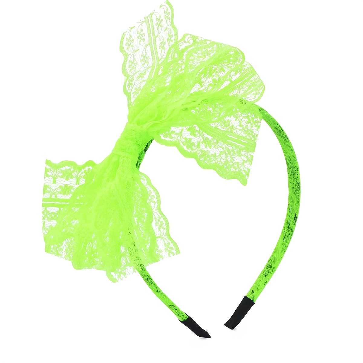 TEMU Women's Lace Bow Hairband | , 2 Color Options, Ideal For Party And Costume Attire, Delicate Design, Soft Texture, Vintage Style, 1980s-inspired,