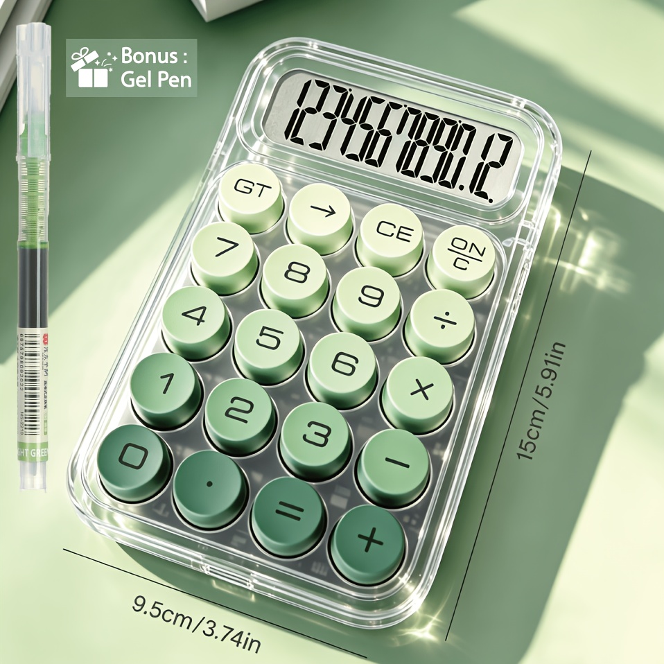 TEMU Ensemble Ordinateur Portable de Rentrée Scolaire avec Stylo Offert - Mini, Transparent Dégradé, Portable, avec Grand Écran 12 Chiffres, Touches