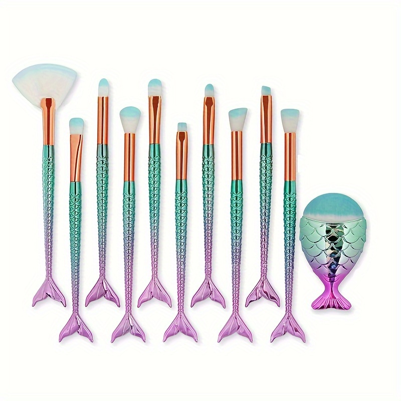 

11pcs Colorful Makeup Brushes, Synthetic Foundation Eyebrow Eyeliner Blush Concealer Brushes, Cosmetic Beauty Tools With Tail Design For Seamless Application