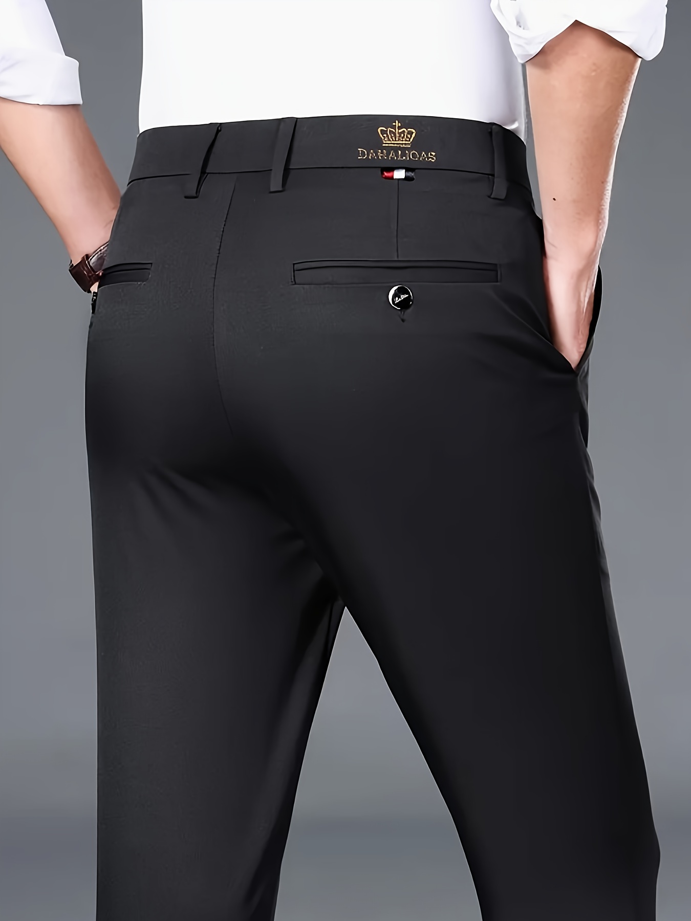 3pcs High-Elastic Men'S Business Casual Suit Pants, All-Season Wear, Wrinkle-Resistant, No Ironing Required, Professional Style, Classic Style, High-Quality Craftsmanship, Fashionable Men'S Clothing, Machine Washable