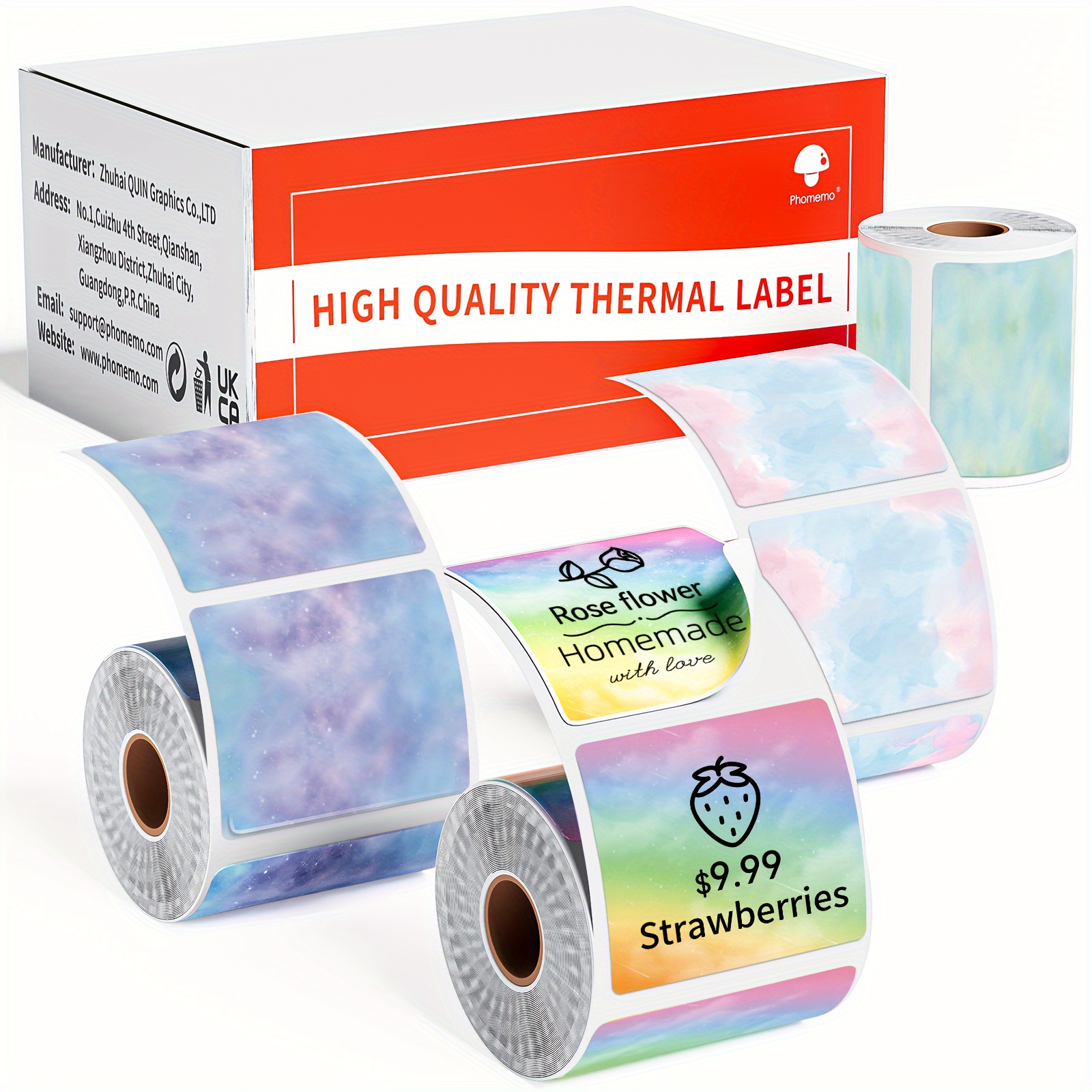 

Phomemo M220/m221/m110/m120/ Labels, Thermal Colour Gradient Label 50 X 50mm (1.96" X 1.96") For Barcode/logo/gift Labels/ Labels/small Business, 4 Rolls, 150 Labels/roll