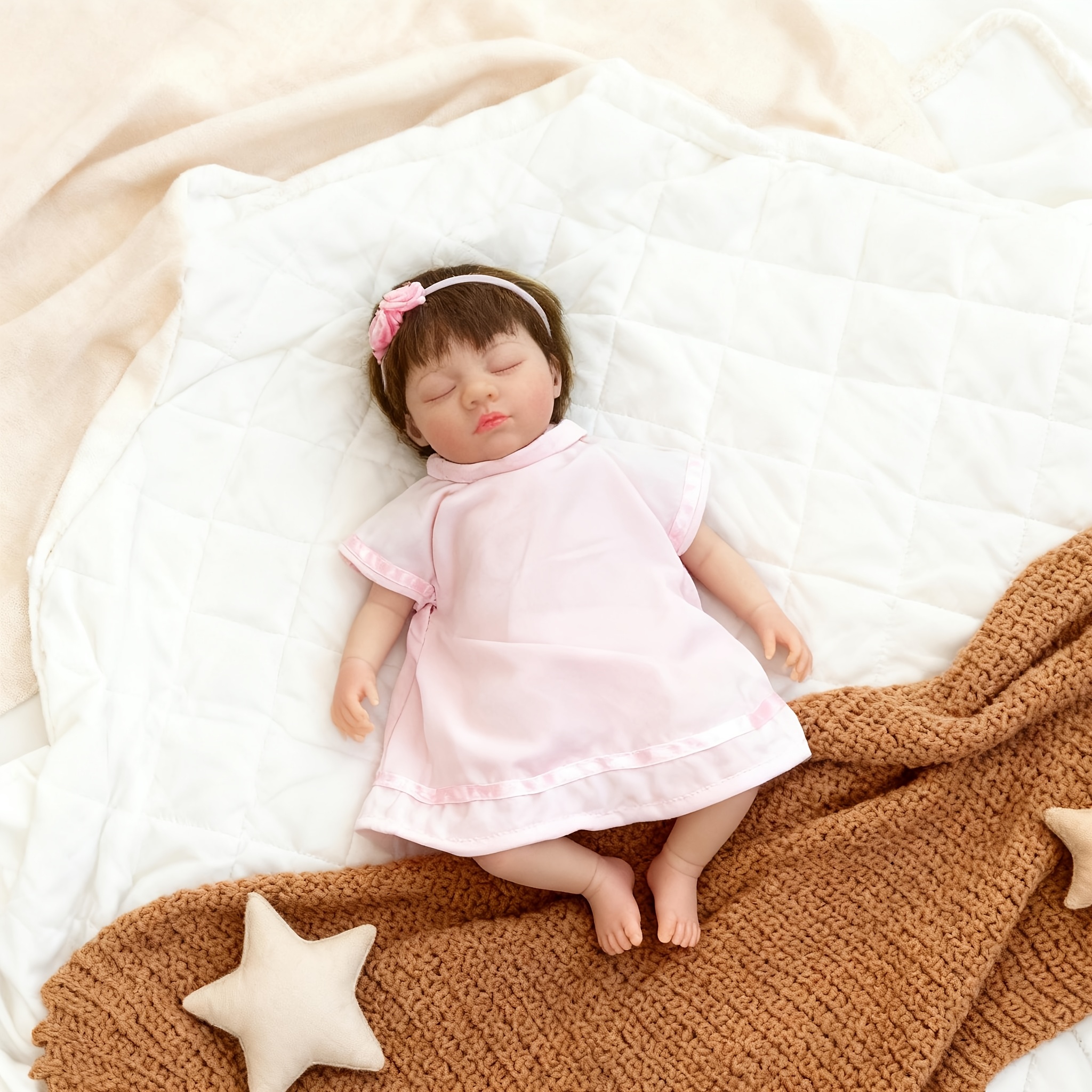 TEMU Dayoffkids 10 Inch 26cm Mini Doll In Pink Dress, Cloth Body, Cute Realistic Simulative Doll, Hand Hair, Kids Playmate , Birthday Christmas