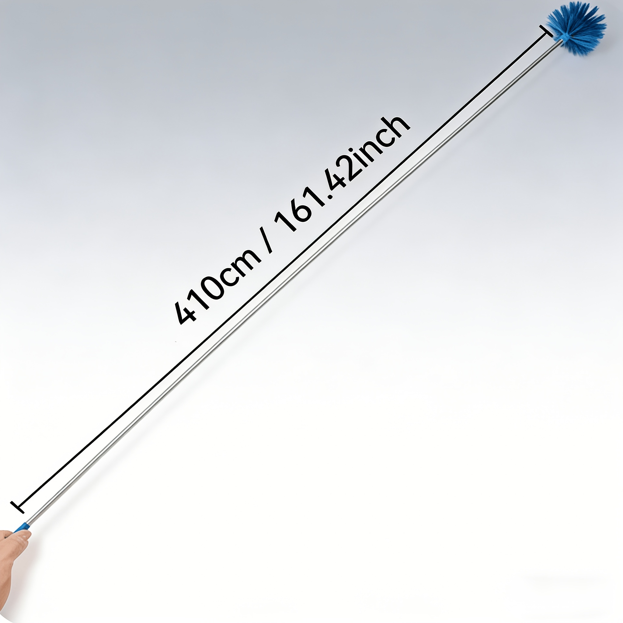TEMU 4.1m Extendable Ceiling Cleaning Brush - Long Handle Duster For High Ceilings, Cobweb Remover With Stainless Steel Pole, Multi-surface Wall &
