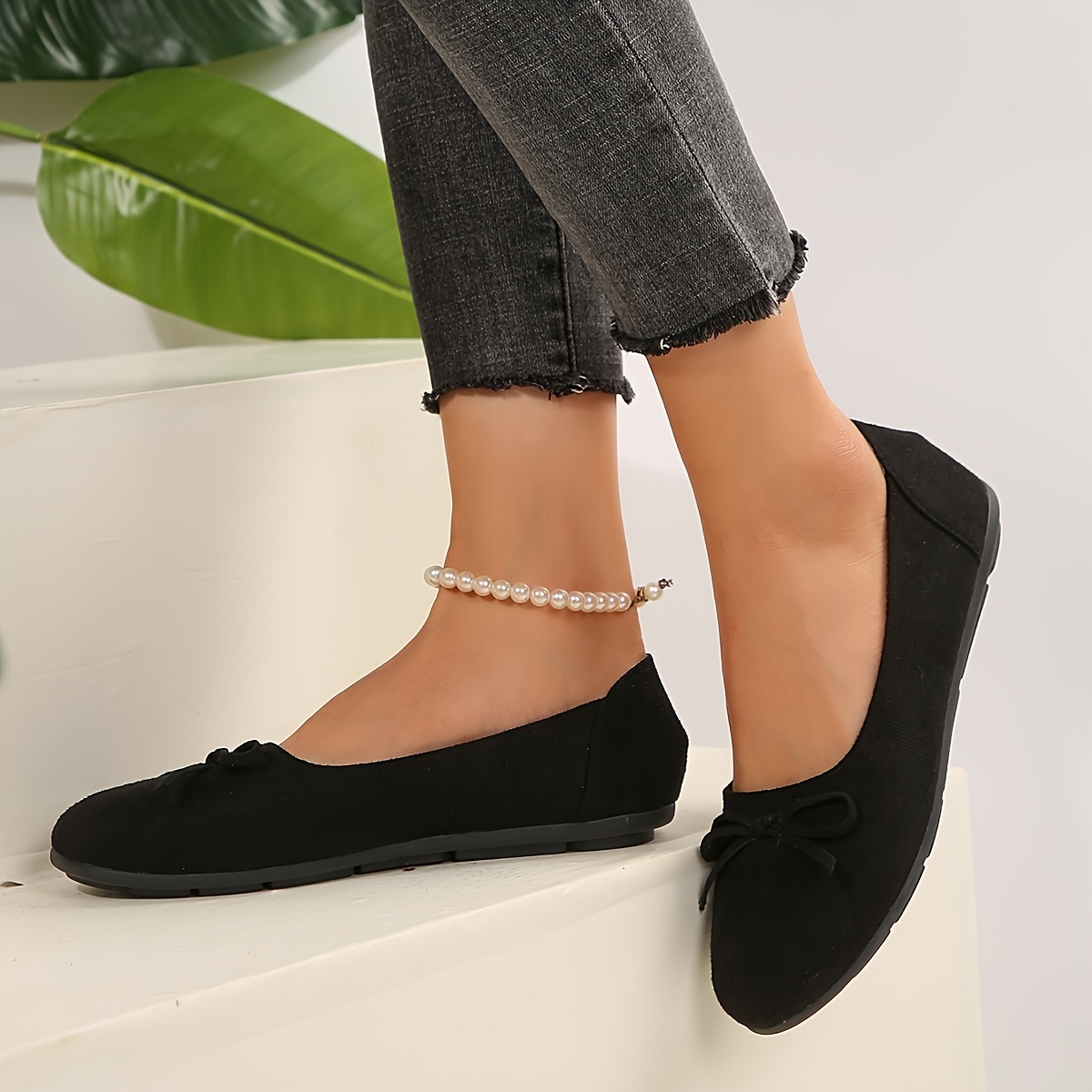 Women'S Low-Cut Minimalist Shoes with a Bow Comfortable, Breathable,  Casual, Lightweight Round-Toe Work Flats Simple Ballet Flats