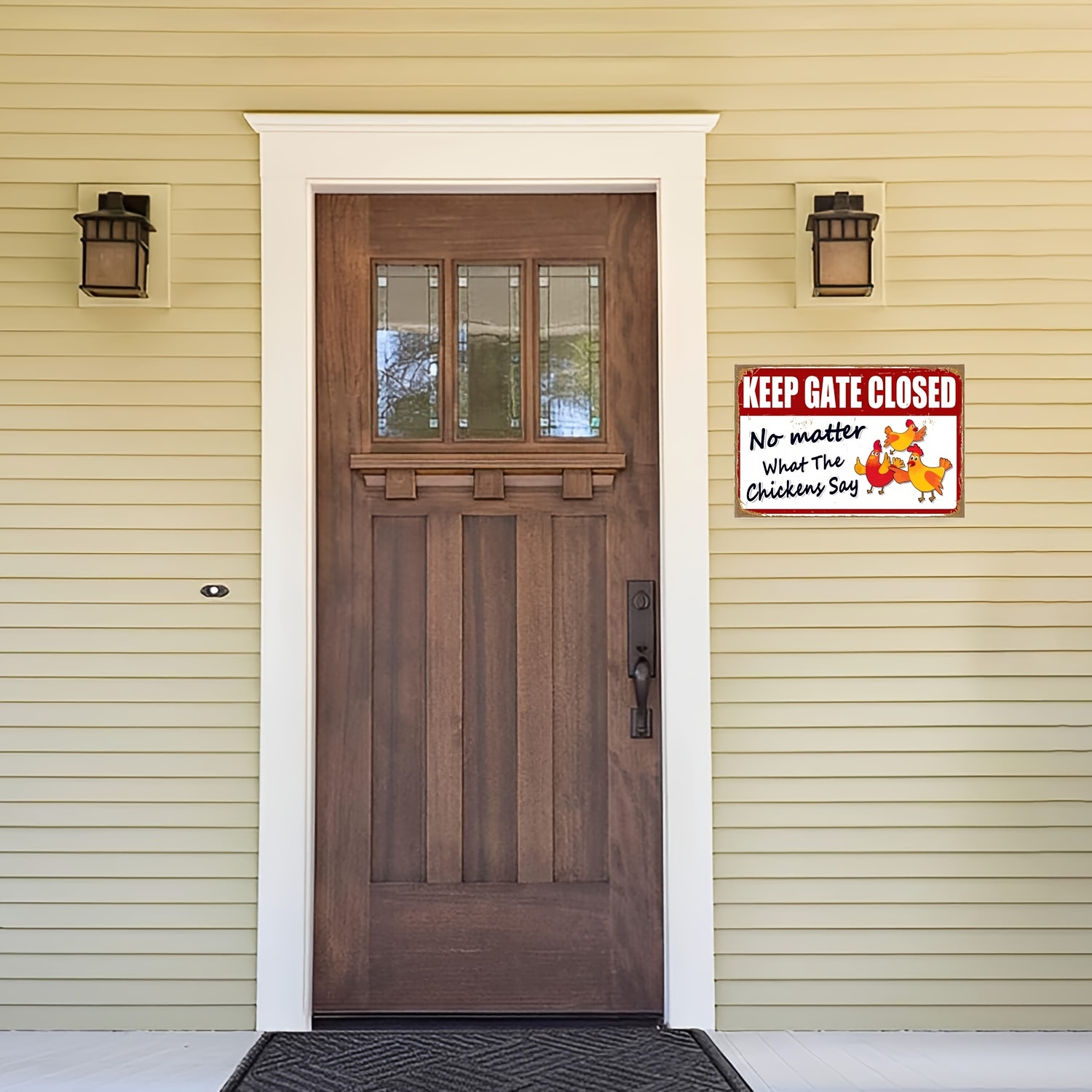 Funny Chicken Sign Metal Chicken Tin Signs Keep Gate Closed - Temu Canada