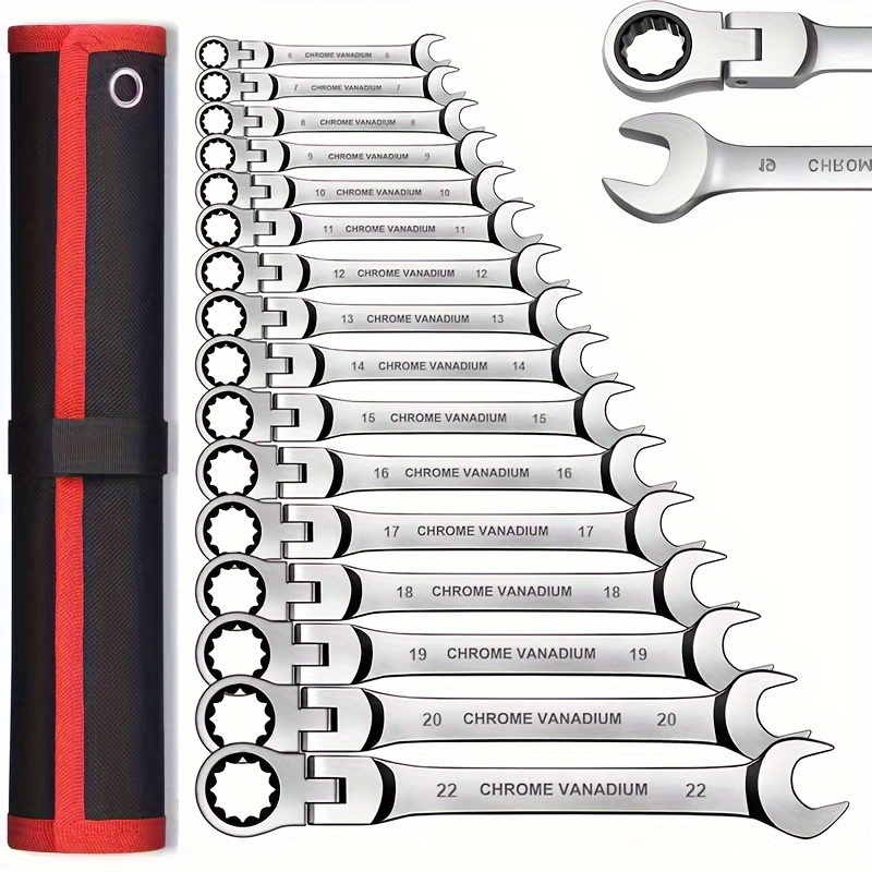 

7pcs Movable Head Ratchet Wrench Set