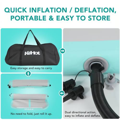 Colchoneta de gimnasia 100x10cm con bomba eléctrica, tapete de entrenamiento inflable portátil de PVC para práctica en casa, niños, yoga
