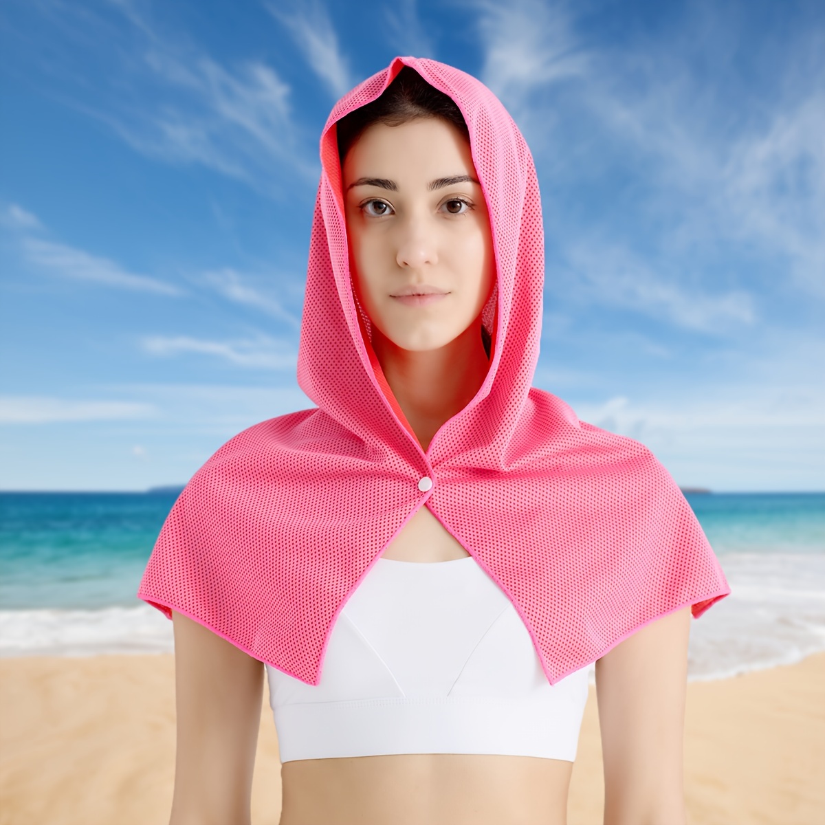 Scarf Wrap Neck Hoodie 1pc Cooling Hoodie Towel Absorbent Quick