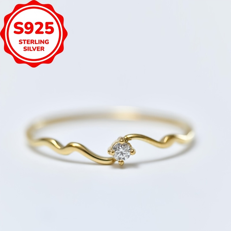 Women's S925 Silver Irregular Curve Wave Design Ring