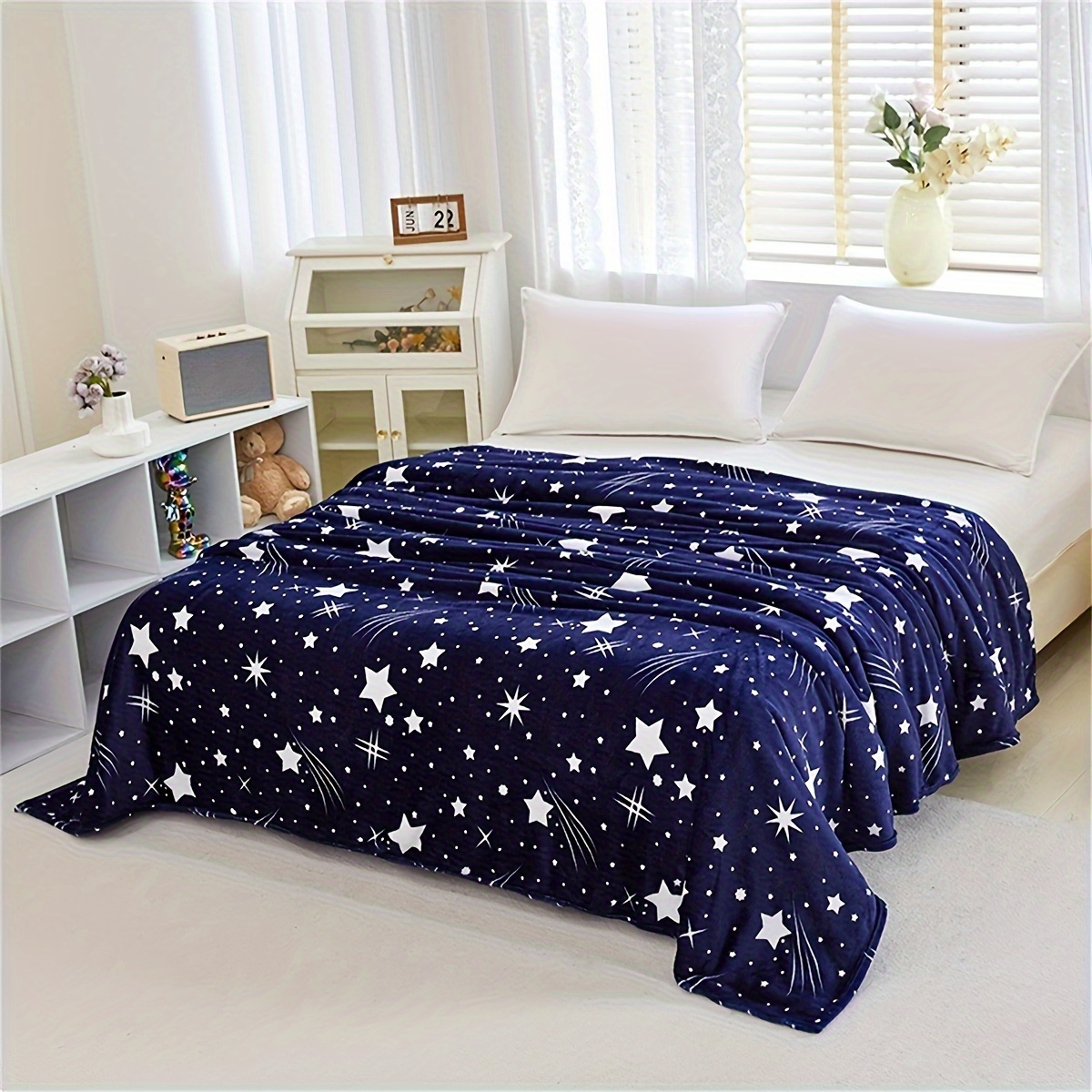 TEMU 1pc Meteor Pattern Bed Blanket, Soft And Warm Fleece Blanket, For Sofa, Couch, Office Bed, Camping, Travel, Versatile Gift Blanket