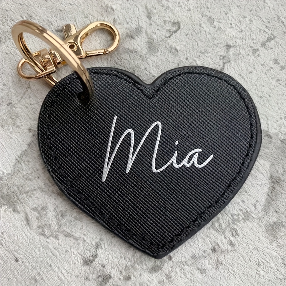 E-shop Personalisierter Herz-Schlüsselanhänger, Initialen-Herz-Clip, Taschenzubehör aus synthetischem Kunstleder, personalisierter Schlüsselring,