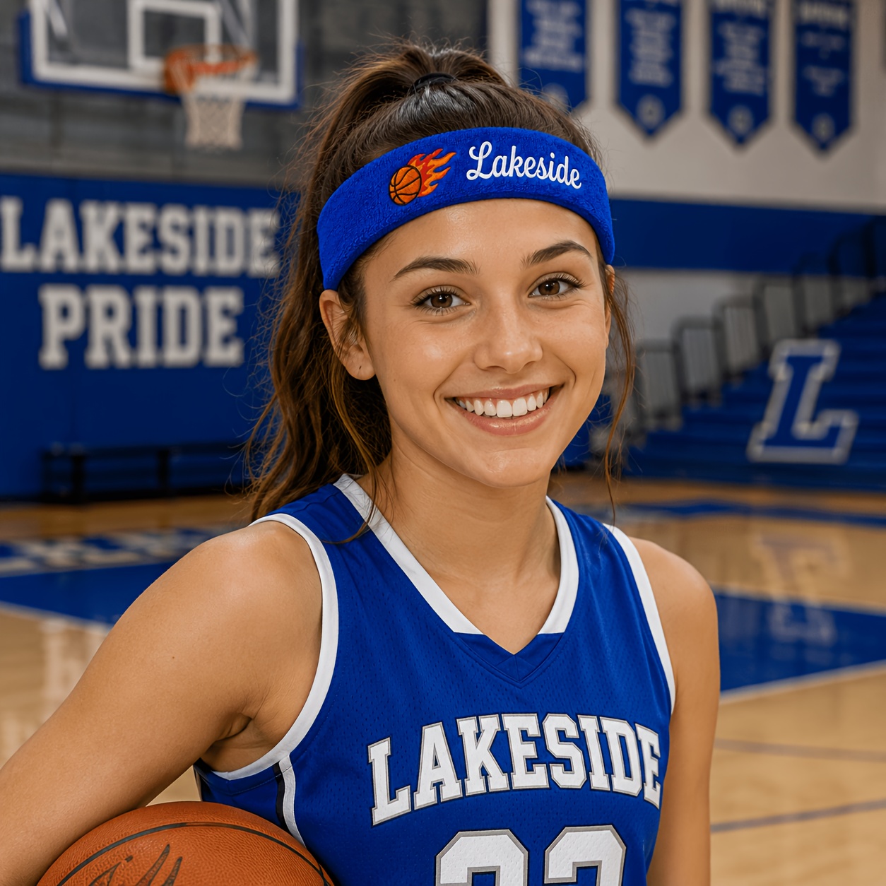 TEMU Custom Basketball Flame Embroidery Sports Headband, Personalized School Name Team Headband, 5 Colors Available Unisex Sweat-absorbing Elastic