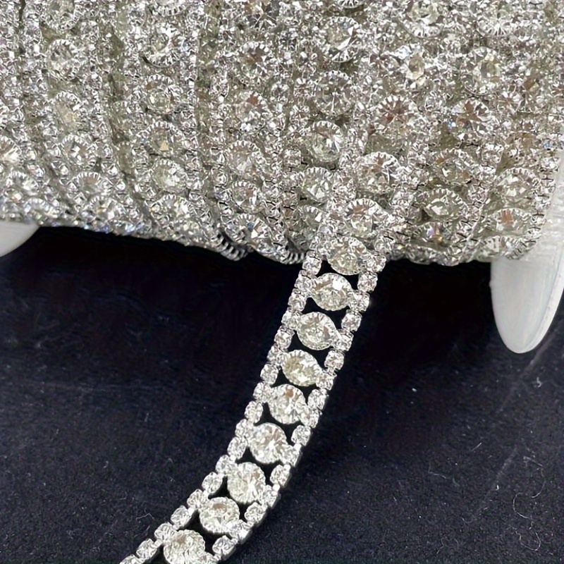 

1pc Luxury Rhinestone Chain Trim, 1cm Wide Ribbon, Fancy Design, For Dresses, Gift Boxes, Shoe Embellishment