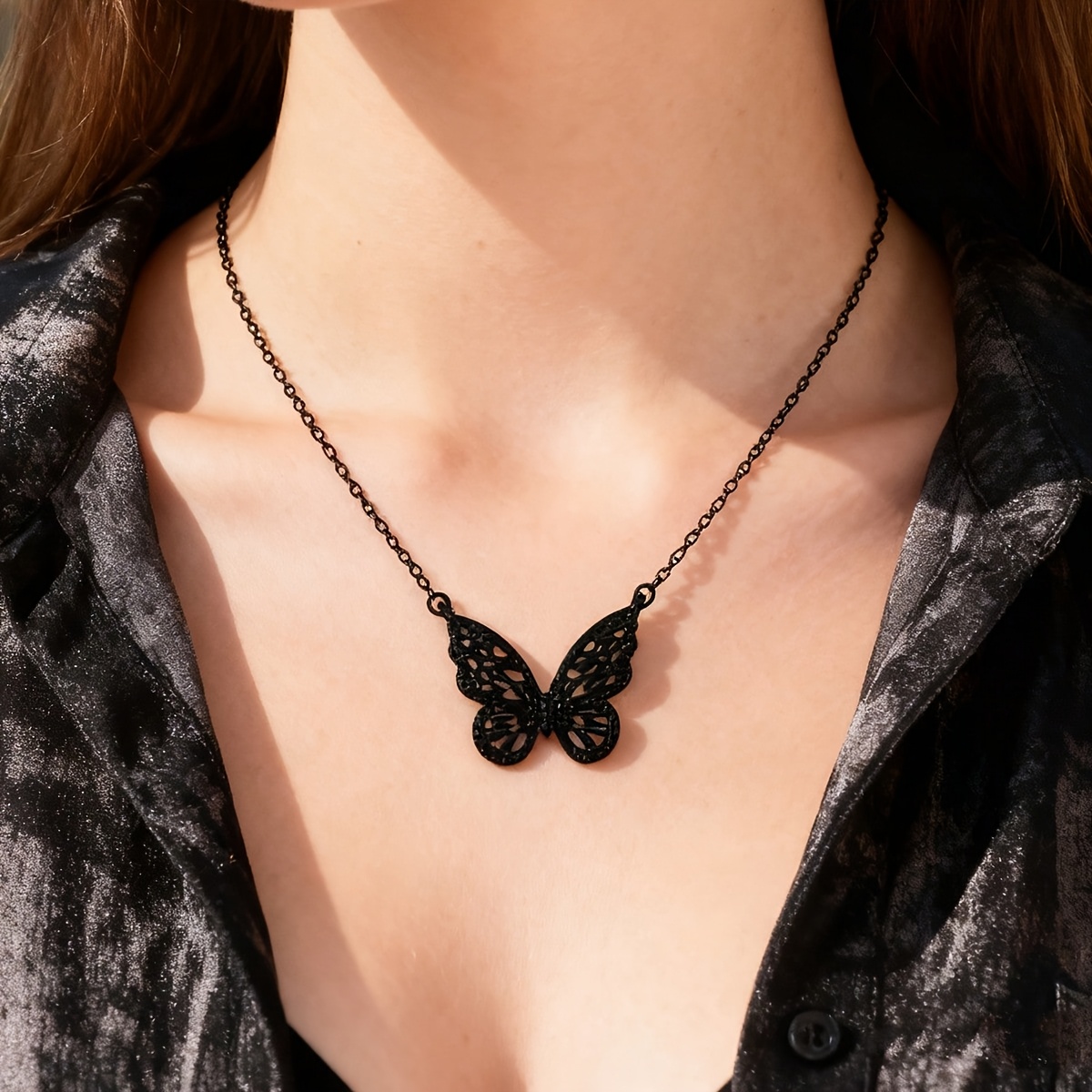 TEMU 1 collar Y2K gótico con diseño de con recortes y diamantes de negros - Versátil para todas , para citas, , fiestas y uso diario