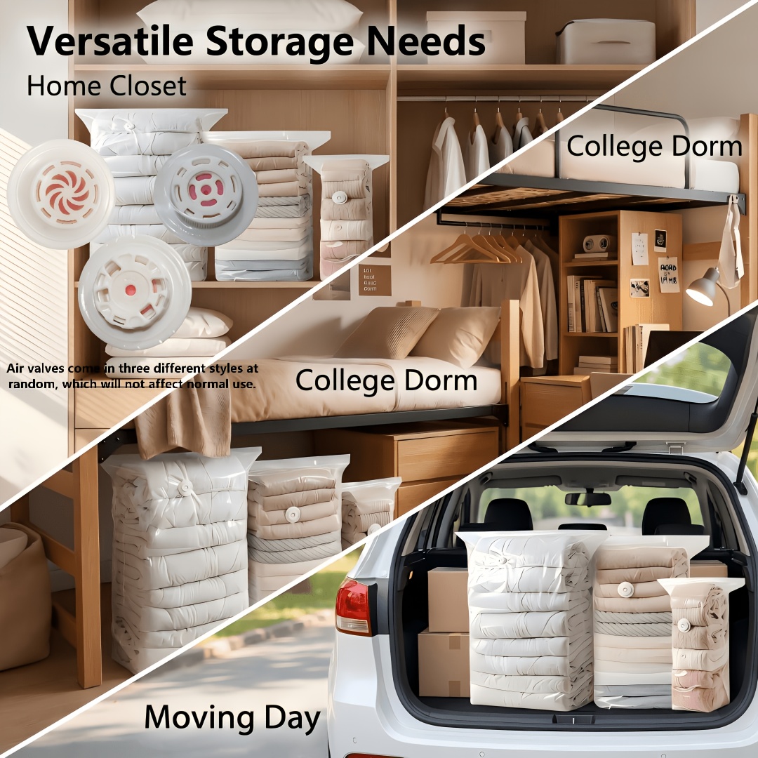 TEMU 6pcs Set Of Thickened Anti-air Release 3d Compression Bags, Clothing And Bedding Vacuum Storage Bags, Ultra-large Capacity, With Air Valves
